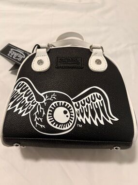 Von Dutch Black & White Flying Mini Eyeball Bowling Crossbody Bag - New
